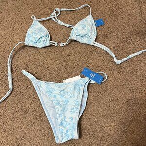 Cupshe Blue & White Floral Triangle Bikini Set